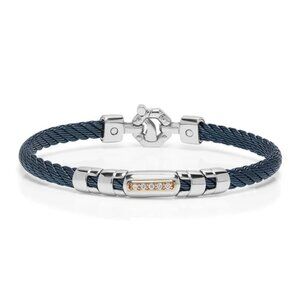 BARAKA Men's BR332001RODB200010 Rose Gold Blue PVD White Diamond Bracelet